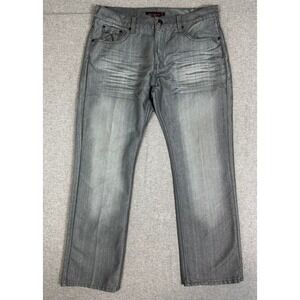 Vintage Y2K Old Skool Jeans Mens 36x31 Silver Grey Metal Sheen Wash Straight Leg